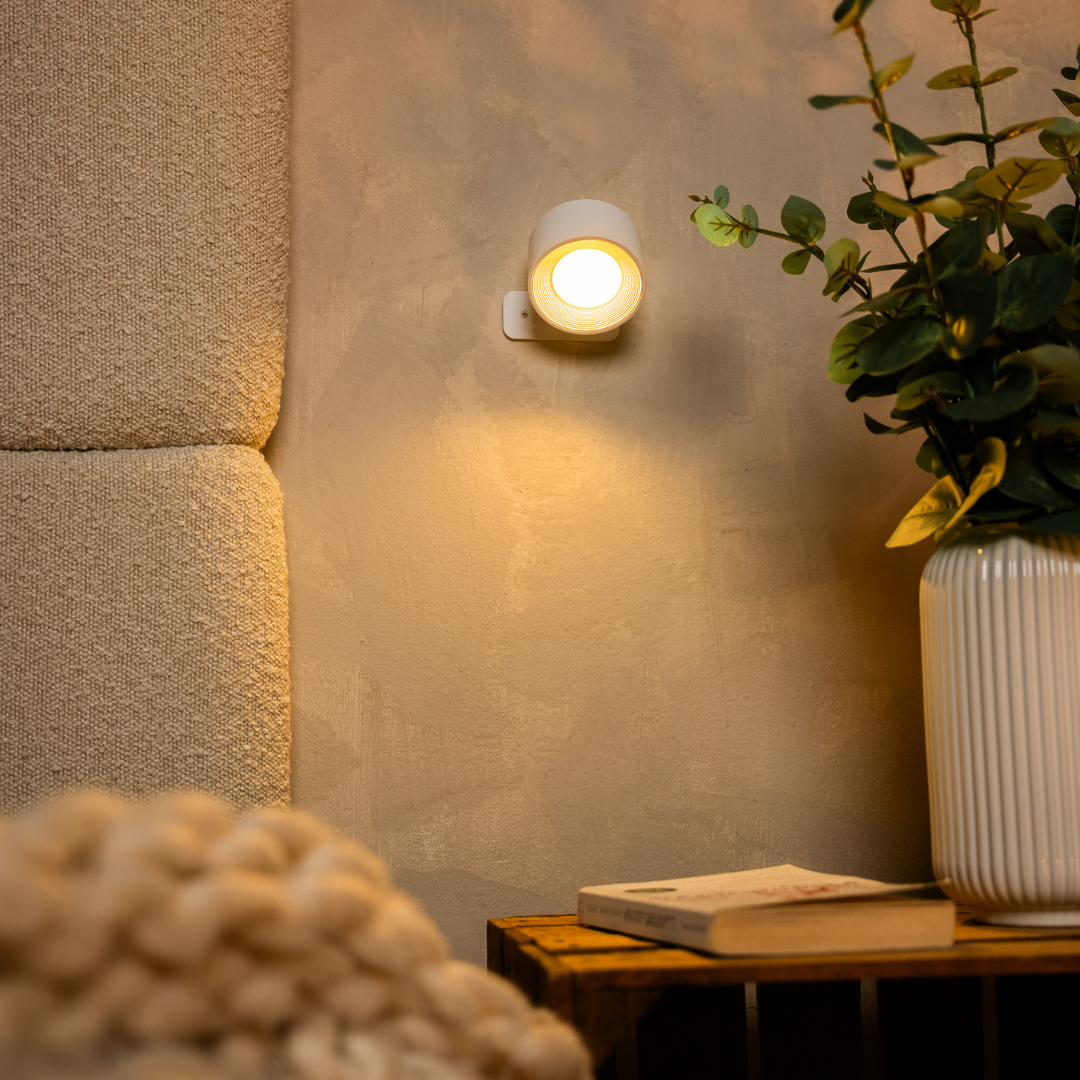 Draadloze led-wandlamp met 360° draaibare kop, touch-dimmer, 3 kleuren
