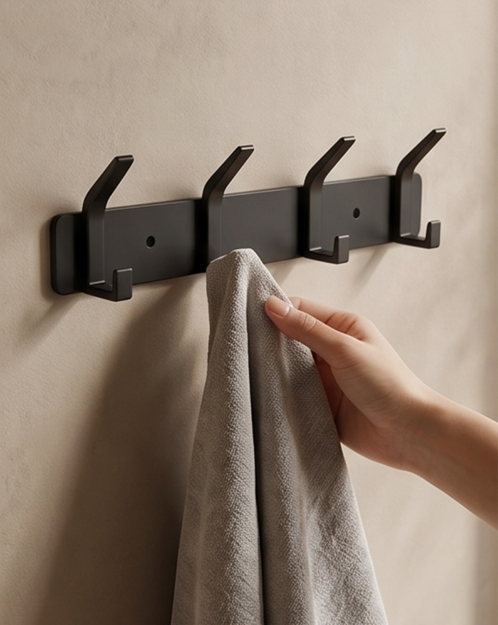 Aluminium wandhaken – 3, 4, 5 of 6 haken | Handdoekhouder voor de badkamer