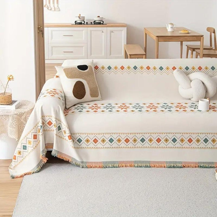 Boho bankhoes, stijlvol ontwerp met kwastjes en antislipbescherming