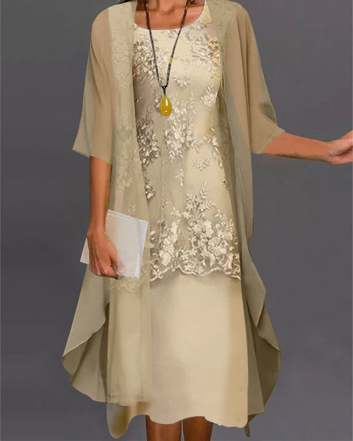 Tweedelige chiffon jurk - elegante set