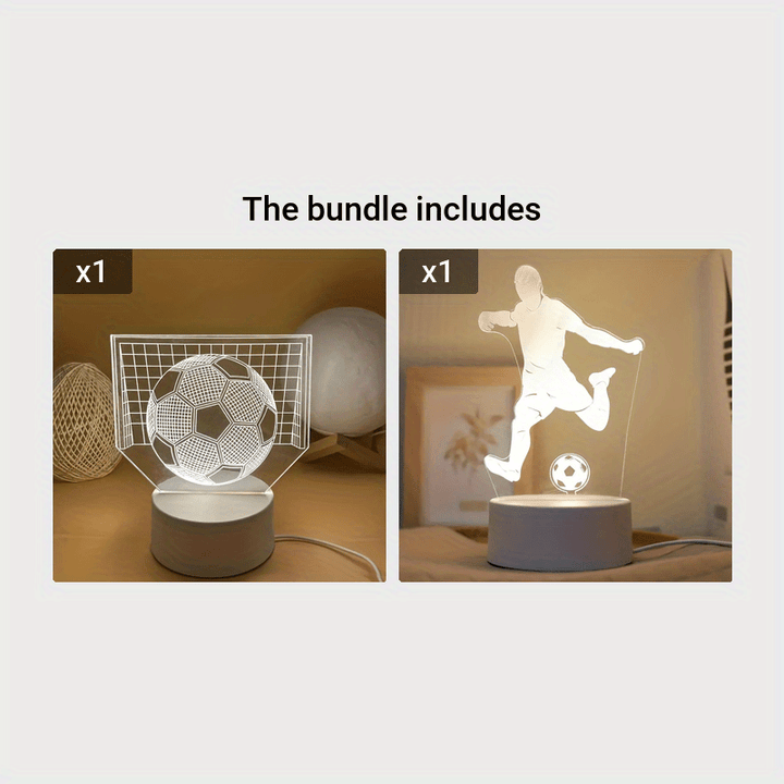 GlowBall - Voetbal LED Nachtlamp met USB Voeding en Acryl Design