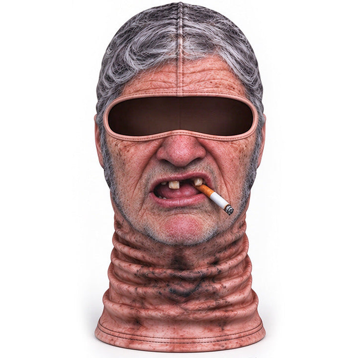 Grappige bivakmuts met 3D-gezicht – opa, oma of grote mond