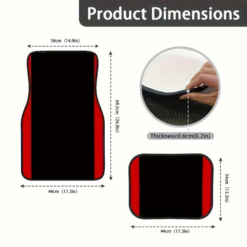 Polyester Automatten met Rode Verticale Strepen – Antislip en Wasbaar voor Elk Voertuig