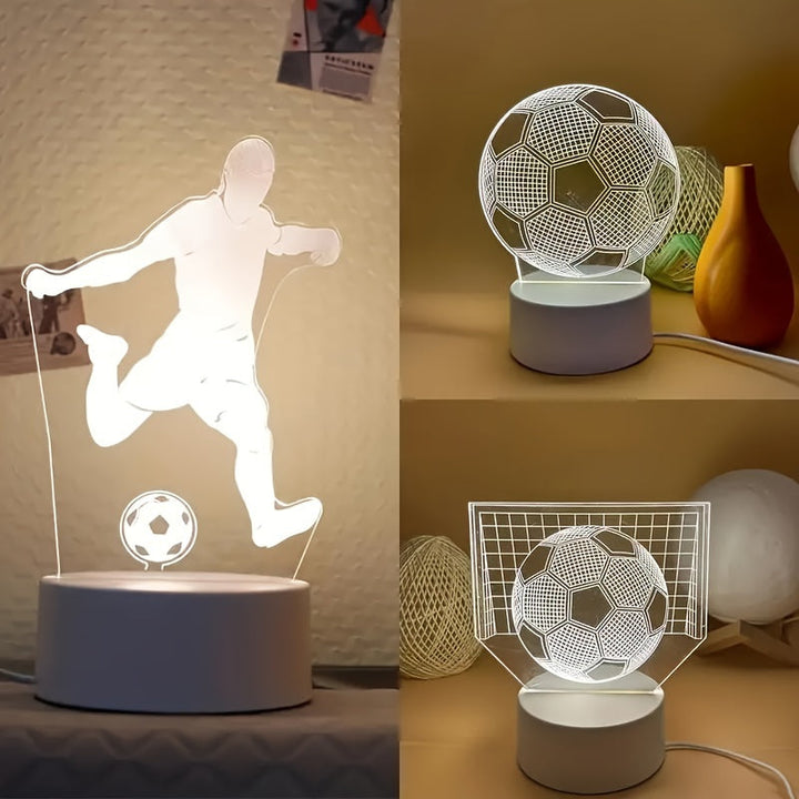 GlowBall - Voetbal LED Nachtlamp met USB Voeding en Acryl Design