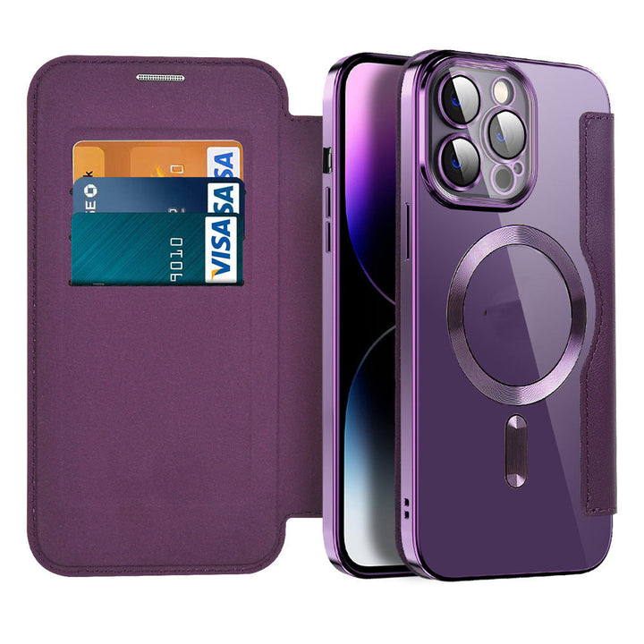 Leren Flip Case met Magnetische Adsorptie & RFID-Bescherming – Valtrix (1+1 GRATIS)