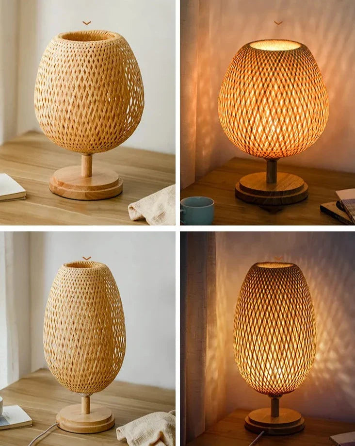 LumiBamboo - Handgemaakte Vintage Bamboe Tafellamp voor Natuurlijke Sfeer