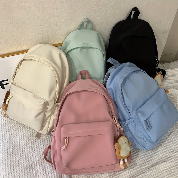 Lichtgewicht nylon schoolrugzak voor dames in pastelkleuren