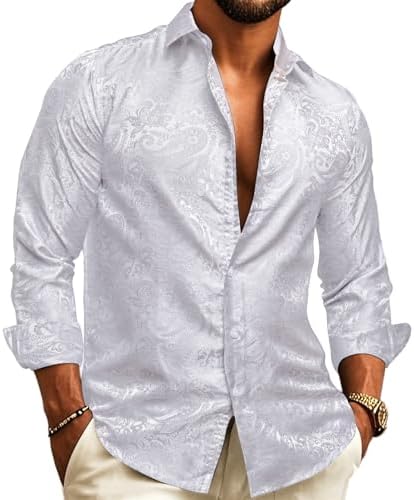 Herenoverhemd met paisley-jacquard – model met lange mouwen voor bruiloften en avondkleding