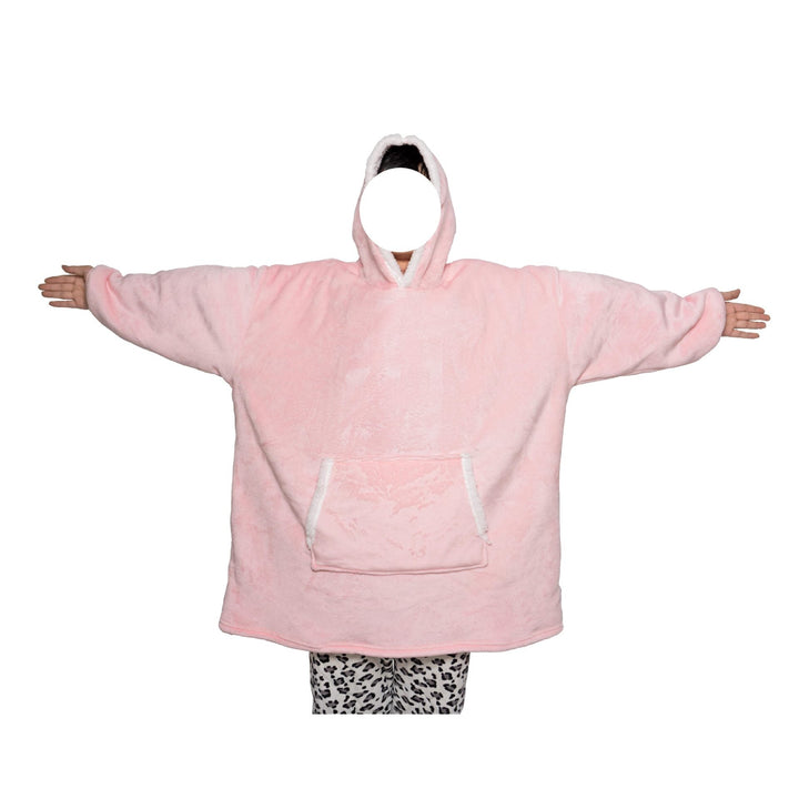 Deken hoodie van flanel met capuchon en zak – one size