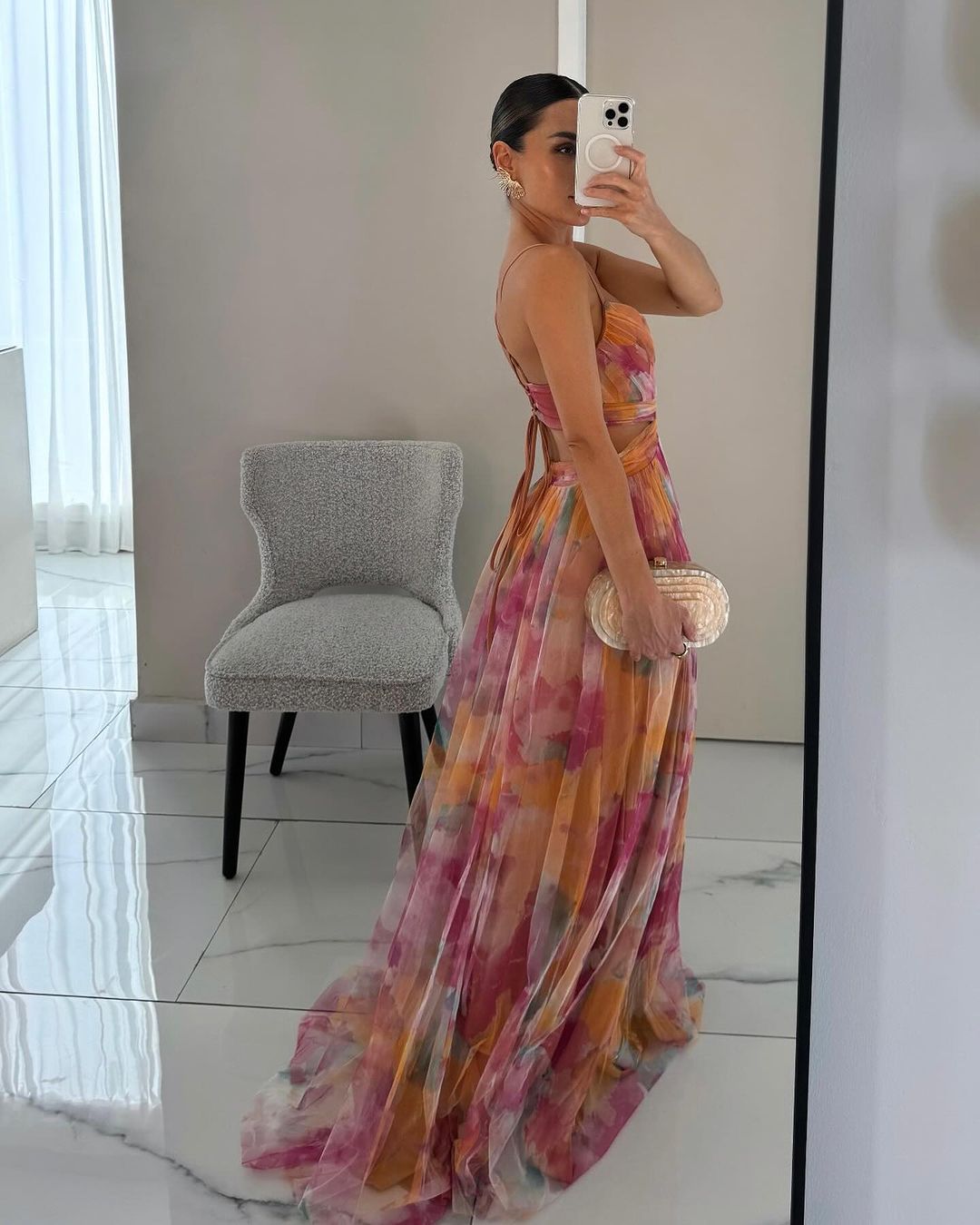 Dames Maxi Jurk Multicolor met V-Hals