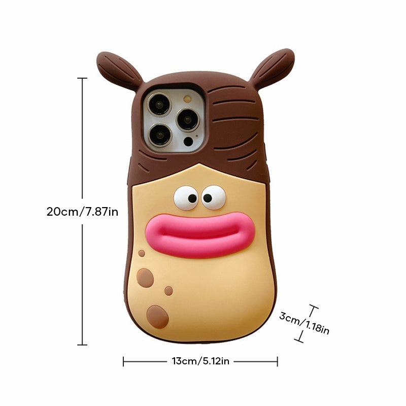 Schattig kikker-cartoon telefoonhoesje – speels 3D-ontwerp