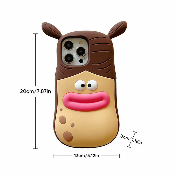 Schattig kikker-cartoon telefoonhoesje – speels 3D-ontwerp