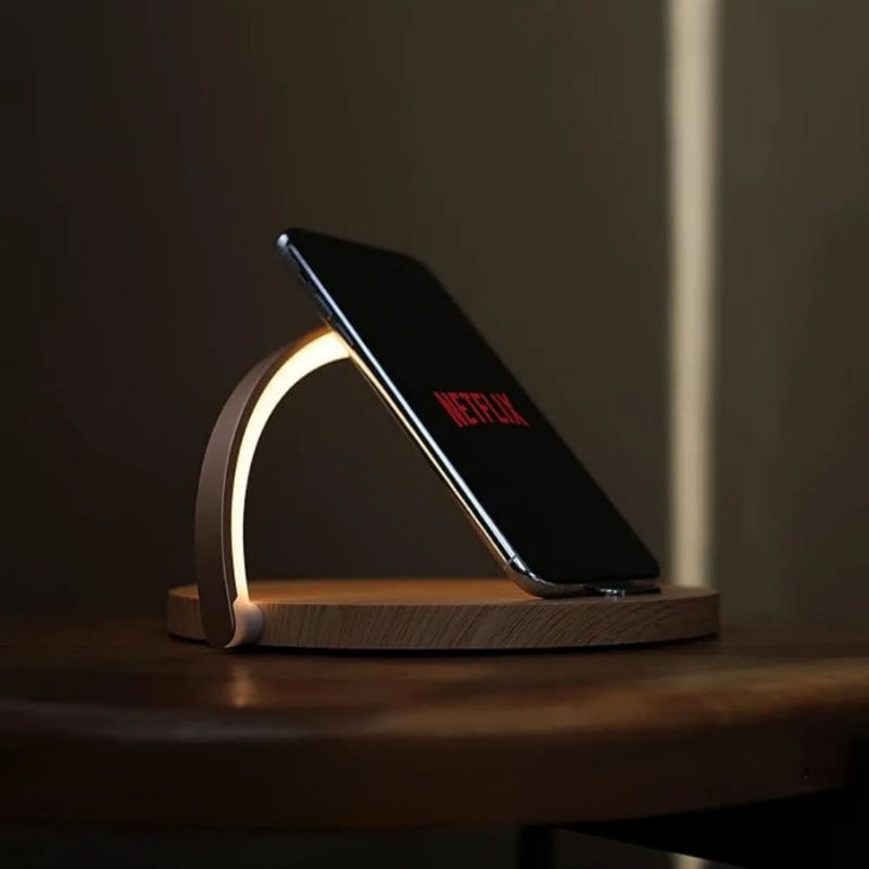 BrightCharge - Draadloze 15W Oplader met Instelbare Tafellamp voor iPhone & AirPods