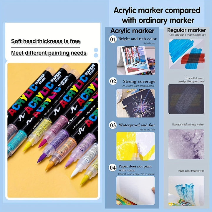 72 Acrylstiften in 72 Kleuren – Perfect voor Creatief Schilderen op Diverse Oppervlakken