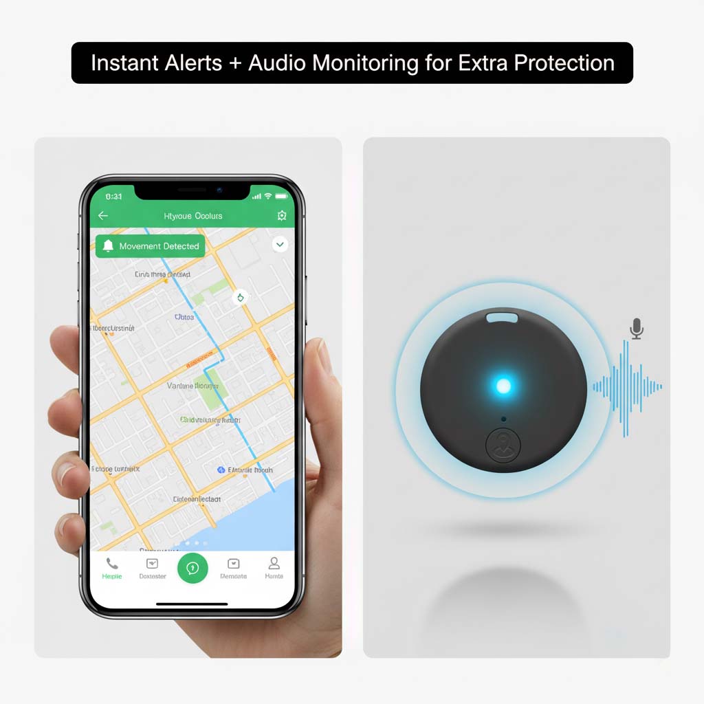 Magnetische mini-GPS-tracker met realtime locatie, bewegingsmeldingen en audiobewaking