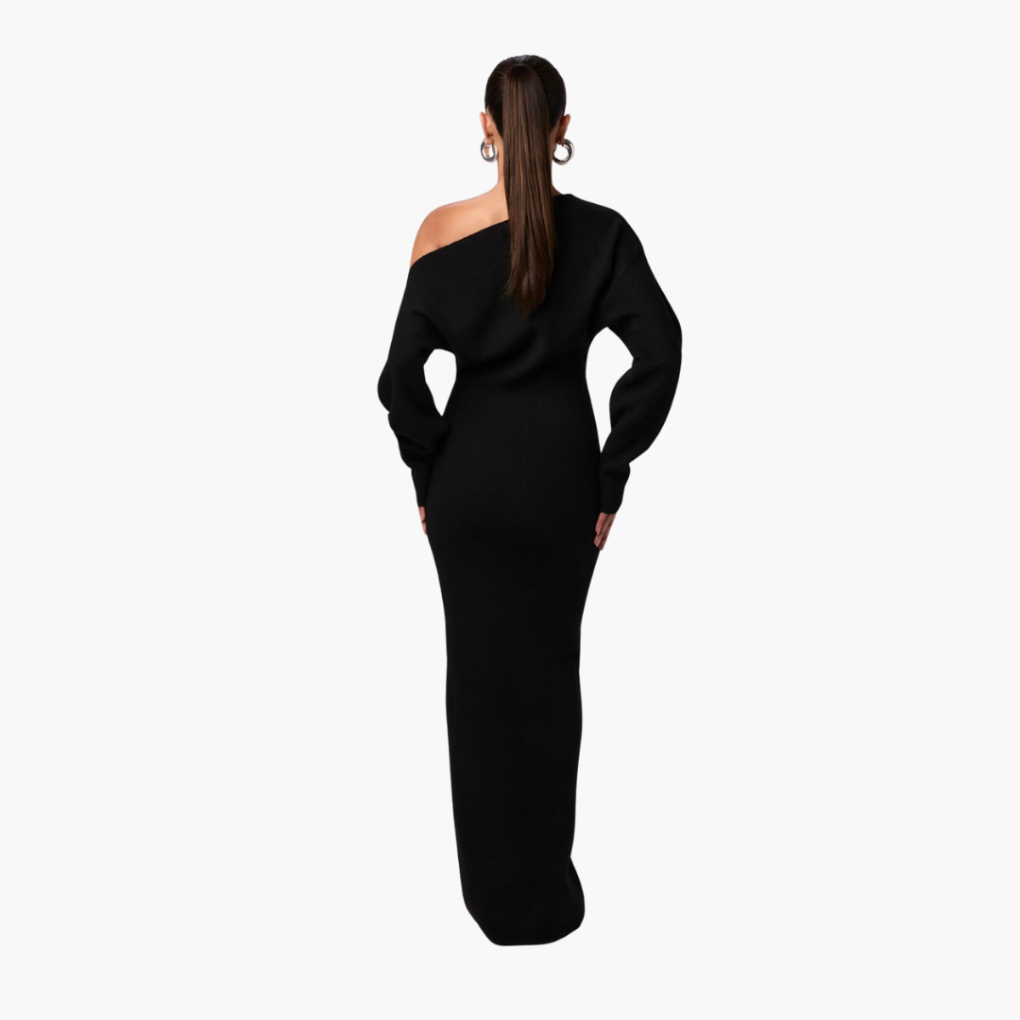 Off-Shoulder Gebreide Jurk voor Dames – Elegante Avondjurk