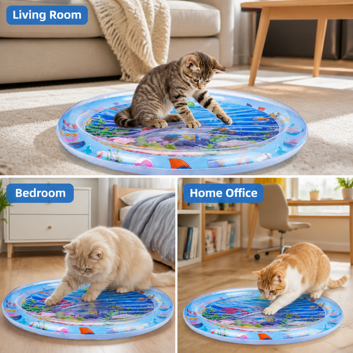 Waterspeelmat voor katten met zwemmende vis - BPA-vrije siliconen koelmat
