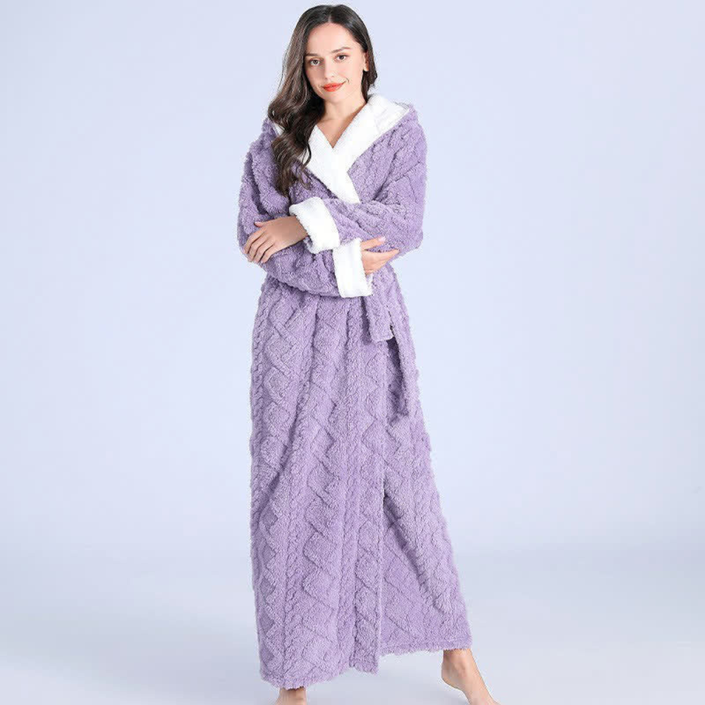 Warme badjas met capuchon, winddichte pluche ochtendjas voor comfort thuis