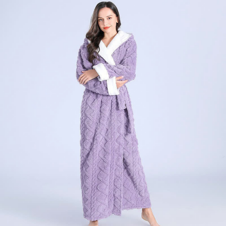 Warme badjas met capuchon, winddichte pluche ochtendjas voor comfort thuis