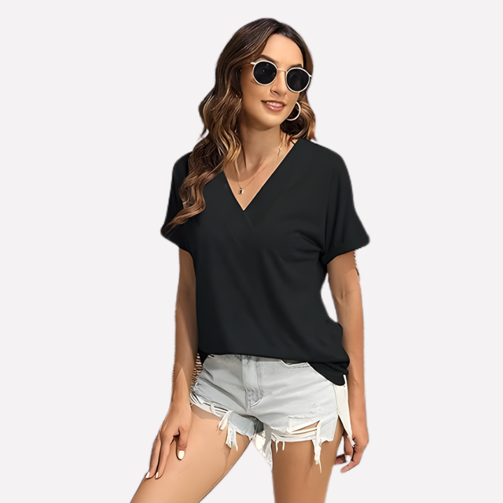Vrouwen V‑Hals Korte Mouwen T-shirt