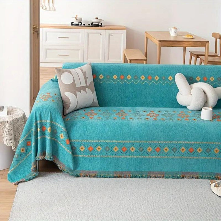 Boho bankhoes, stijlvol ontwerp met kwastjes en antislipbescherming