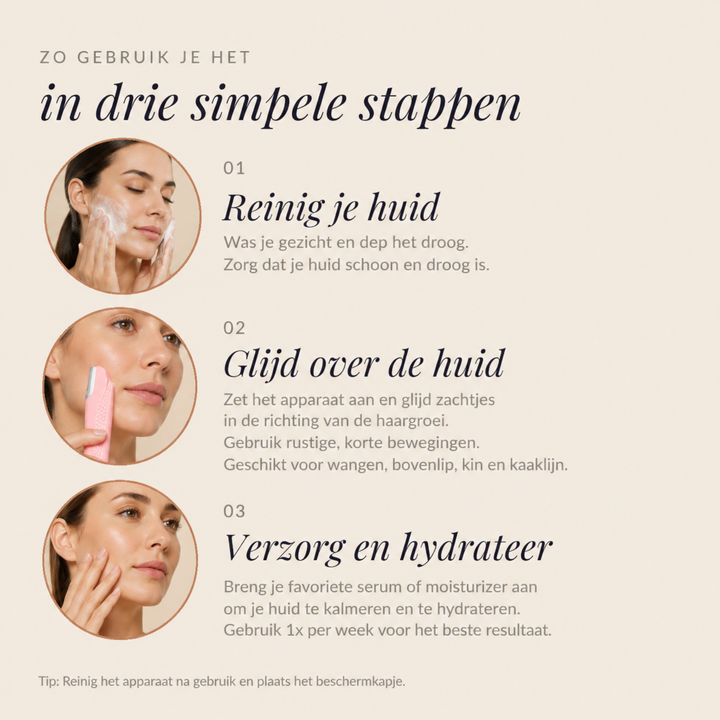 Sonische gezichtsontharer voor vrouwen – gladde huid in 5 minuten