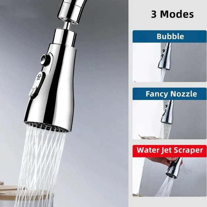 EasyFlow - 360° Draaibare Kraankop Met 3 Sproeistanden Voor Moeiteloos Schoonmaken