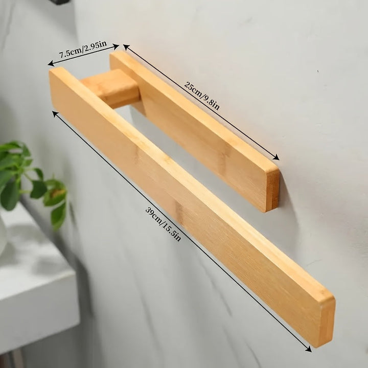 Moderne houten handdoekhouder – Elegante wandmontage zonder gereedschap
