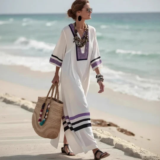 Boho gestreepte maxi-jurk