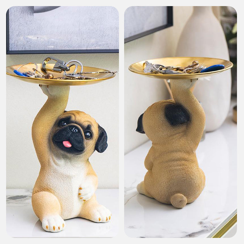 PetBuddy - Decoratieve Hond Standbeeld Met Dienblad Voor Sleutels & Accessoires