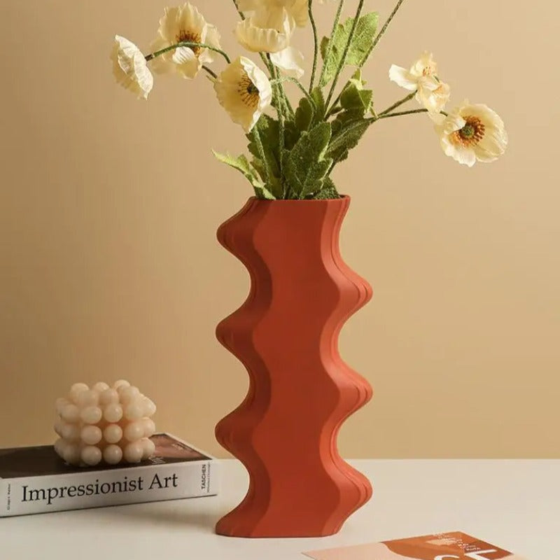 ModernVibe - Geometrische Keramische Bloemenvaas Voor Stijlvolle Woondecoratie