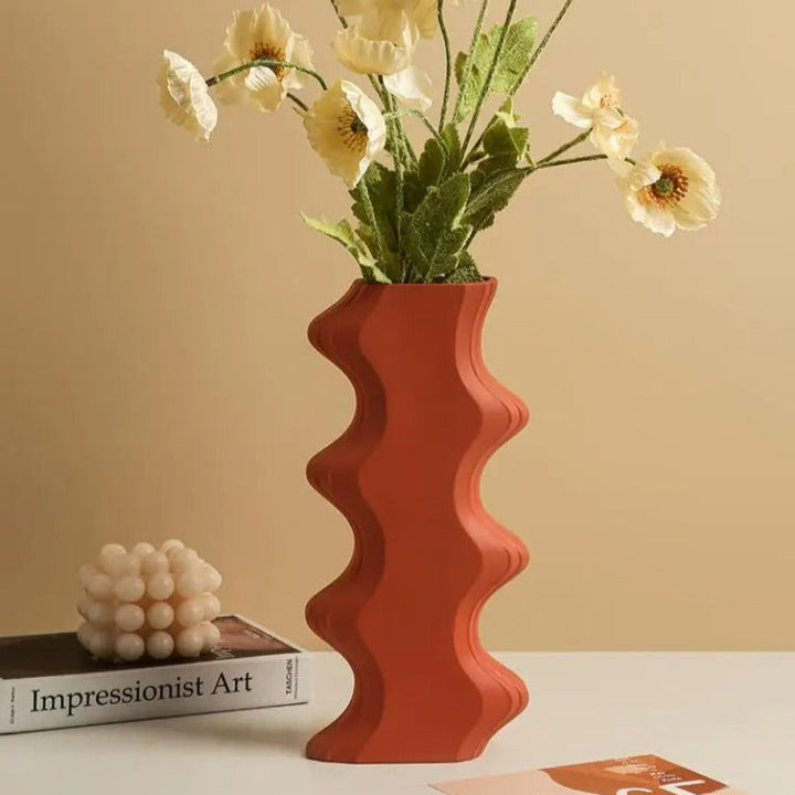 ModernVibe - Geometrische Keramische Bloemenvaas Voor Stijlvolle Woondecoratie