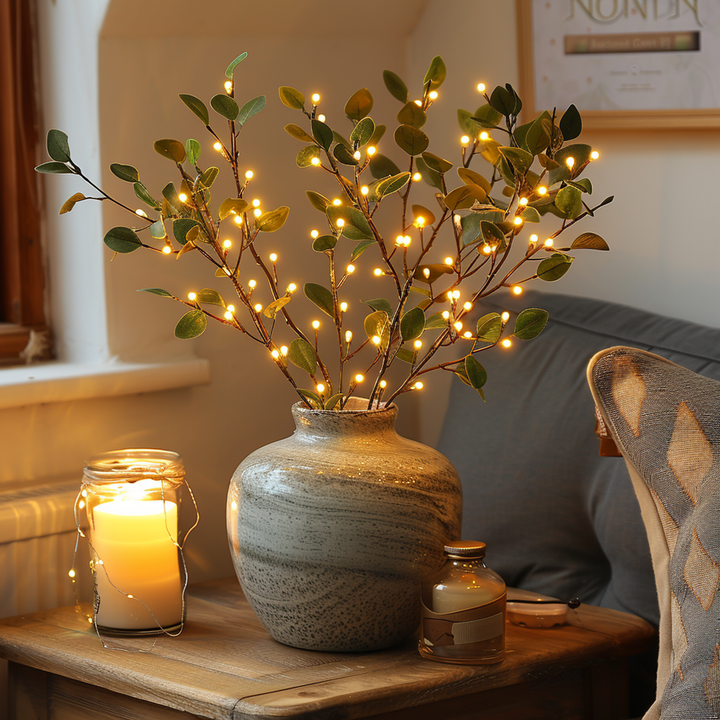 GlowDecor - LED Olijftak Verlichting 70cm | Warm Wit Batterij Decor Licht