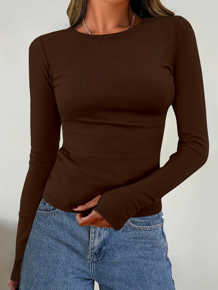Dames Top met Lange Mouwen en Ronde Halslijn voor Herfst & Winter – Vivienne