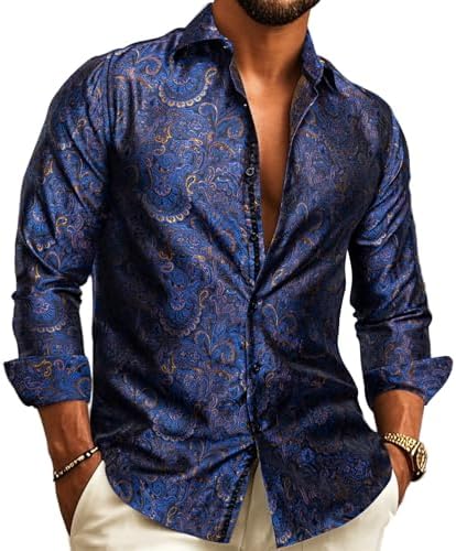Herenoverhemd met paisley-jacquard – model met lange mouwen voor bruiloften en avondkleding