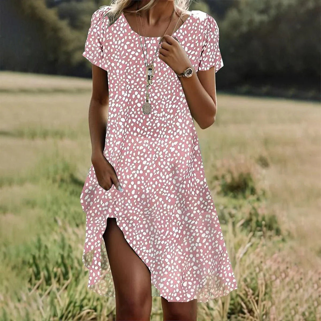 Artistic Ethnic Style Scoop Mid-length Dress