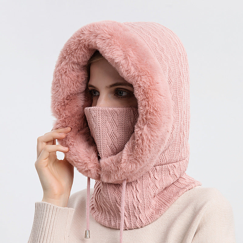 Pluche capuchonmuts met sjaal voor dames – warm en winddicht