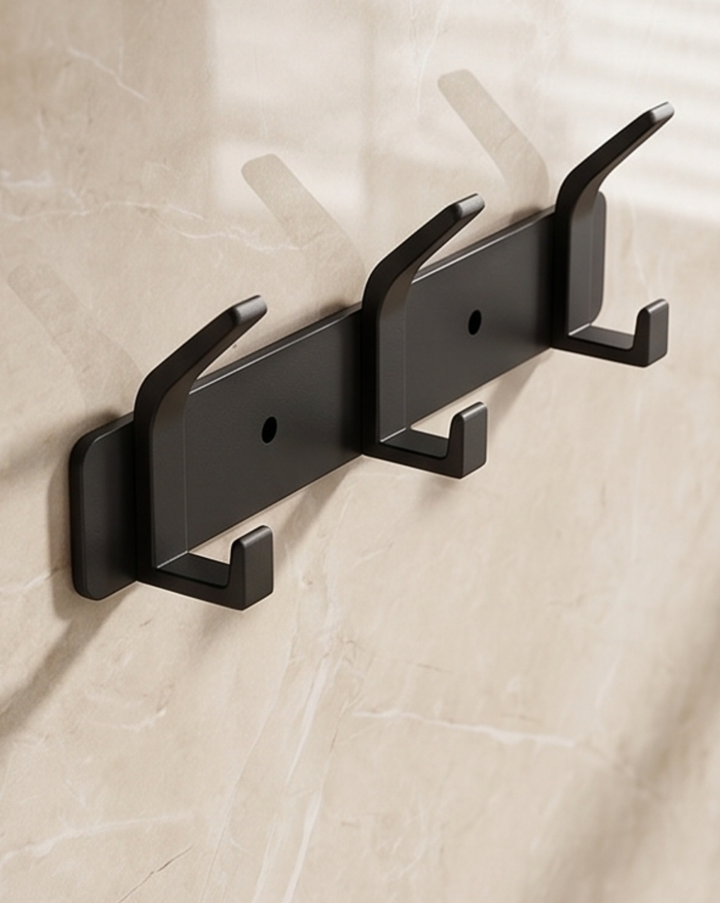 Aluminium wandhaken – 3, 4, 5 of 6 haken | Handdoekhouder voor de badkamer