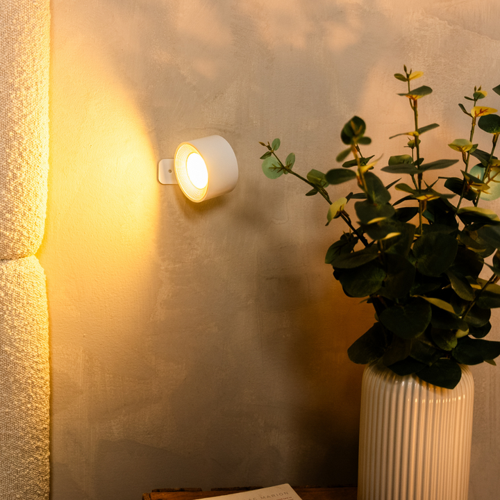 Draadloze led-wandlamp met 360°-draaiing, touch-dimmer, 3 lichtkleuren en USB-C-accu