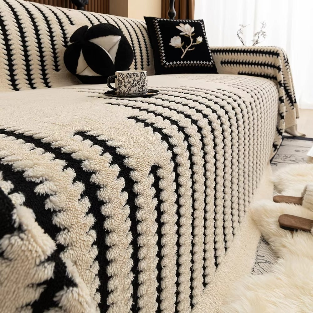 Decoratieve gecapitonneerde bankplaid met gezellige textuur