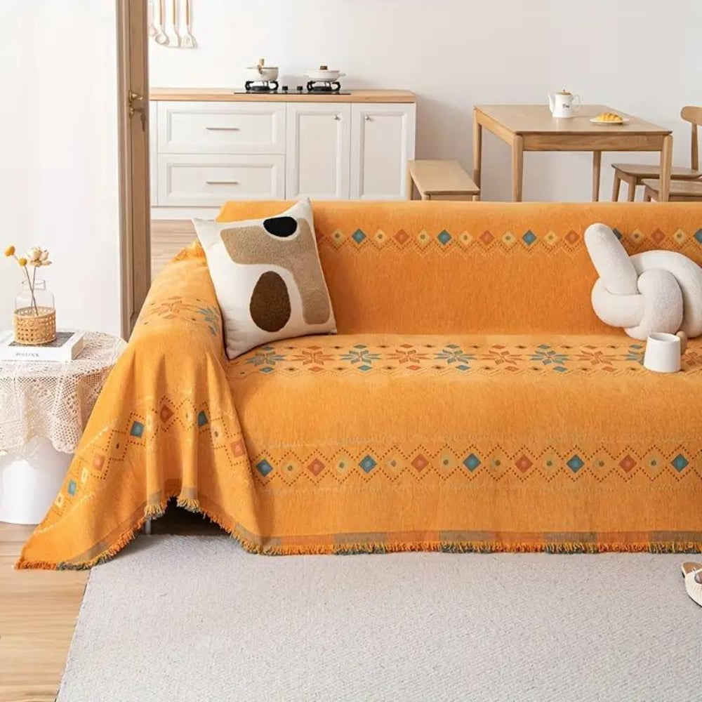 Boho bankhoes, stijlvol ontwerp met kwastjes en antislipbescherming