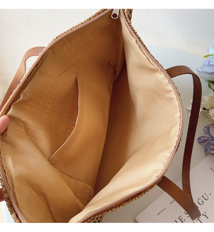Gevlochten Mandtas met Leren Hengsels – SummerBreeze Tas