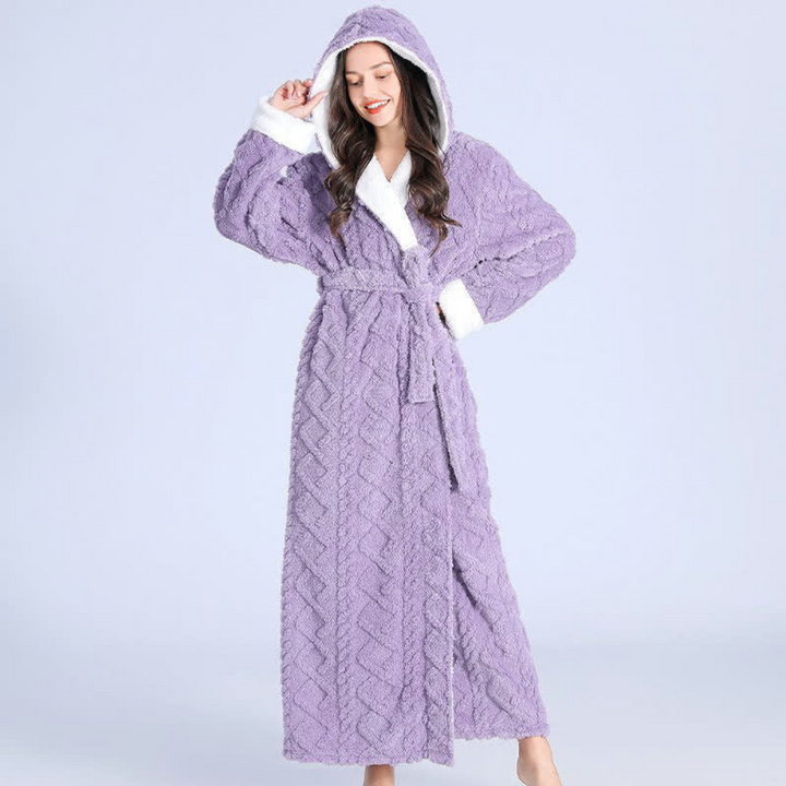 Warme badjas met capuchon, winddichte pluche ochtendjas voor comfort thuis