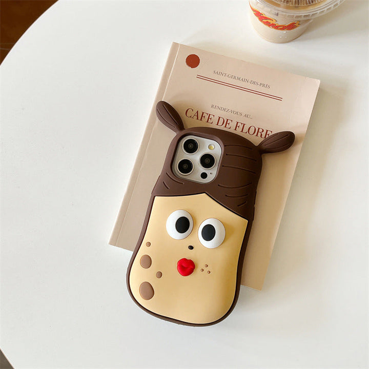 Schattig kikker-cartoon telefoonhoesje – speels 3D-ontwerp