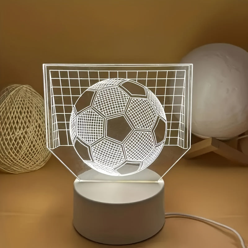 GlowBall - Voetbal LED Nachtlamp met USB Voeding en Acryl Design