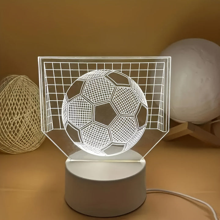 GlowBall - Voetbal LED Nachtlamp met USB Voeding en Acryl Design