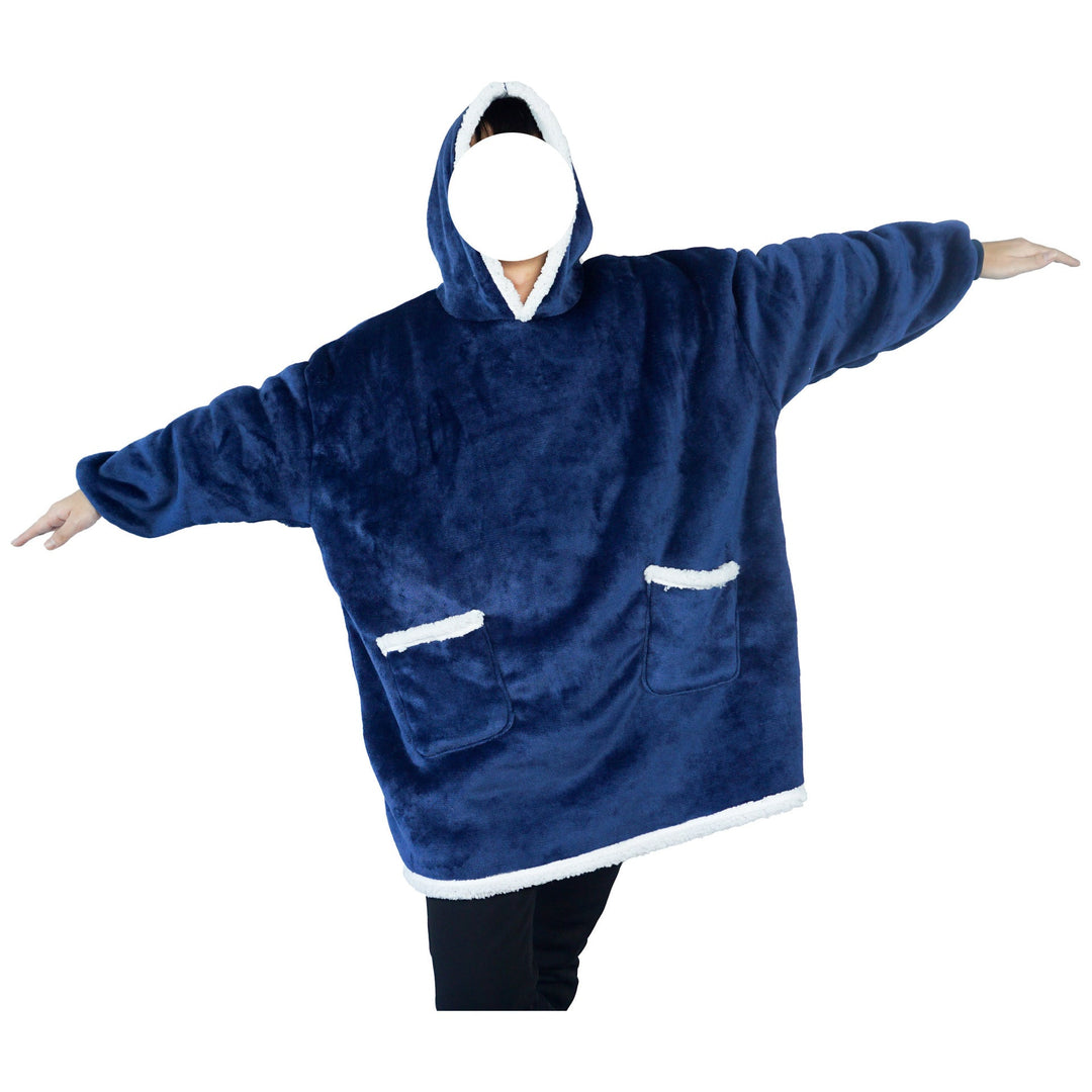 Deken hoodie van flanel met capuchon en zak – one size