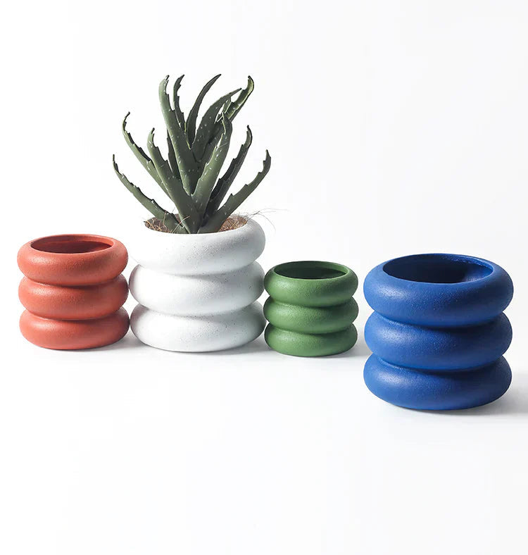 BubbleNest - Moderne Keramische Succulenten Pot met Speels Bubbel Design