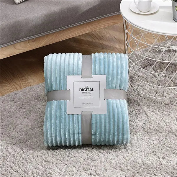 CozyVibe - Gestreepte Flanellen Deken Voor Warmte en Stijl