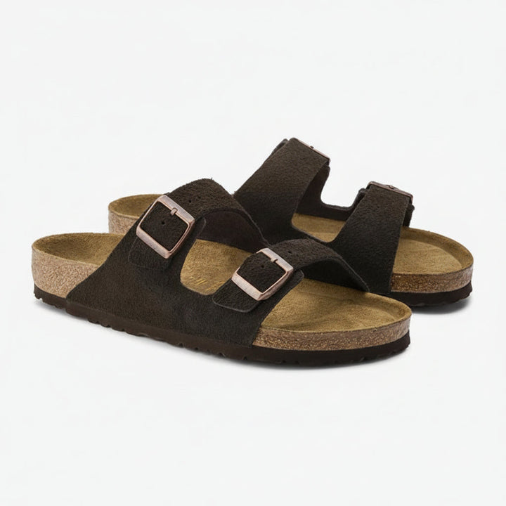Women's Vintage Cork Flat Boken Sandals Men's One-word Sandals